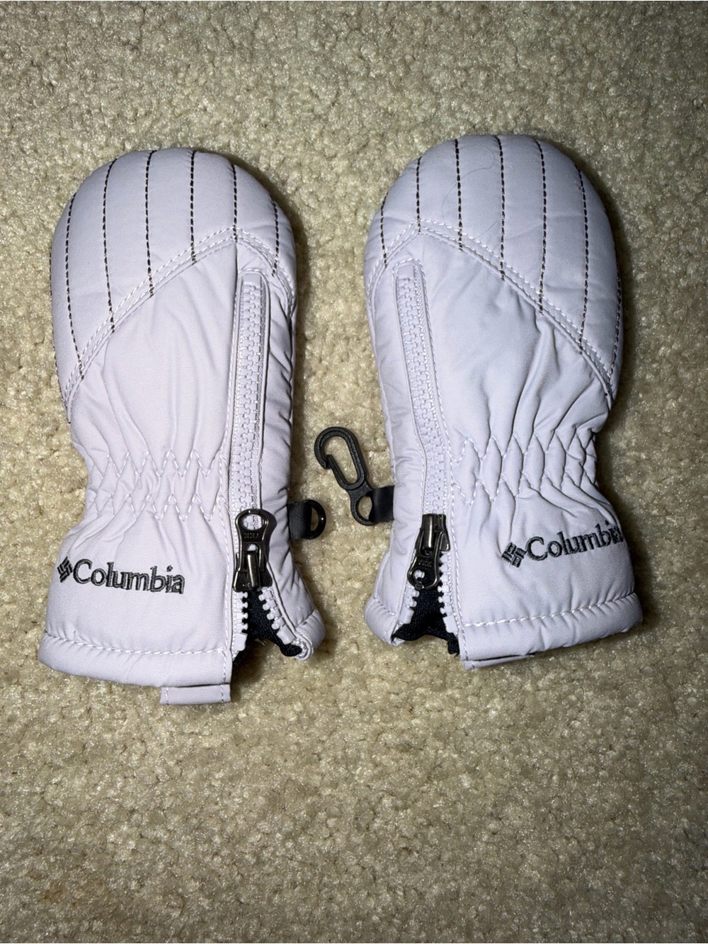 Columbia Kids White Insulated Zipper Mittens